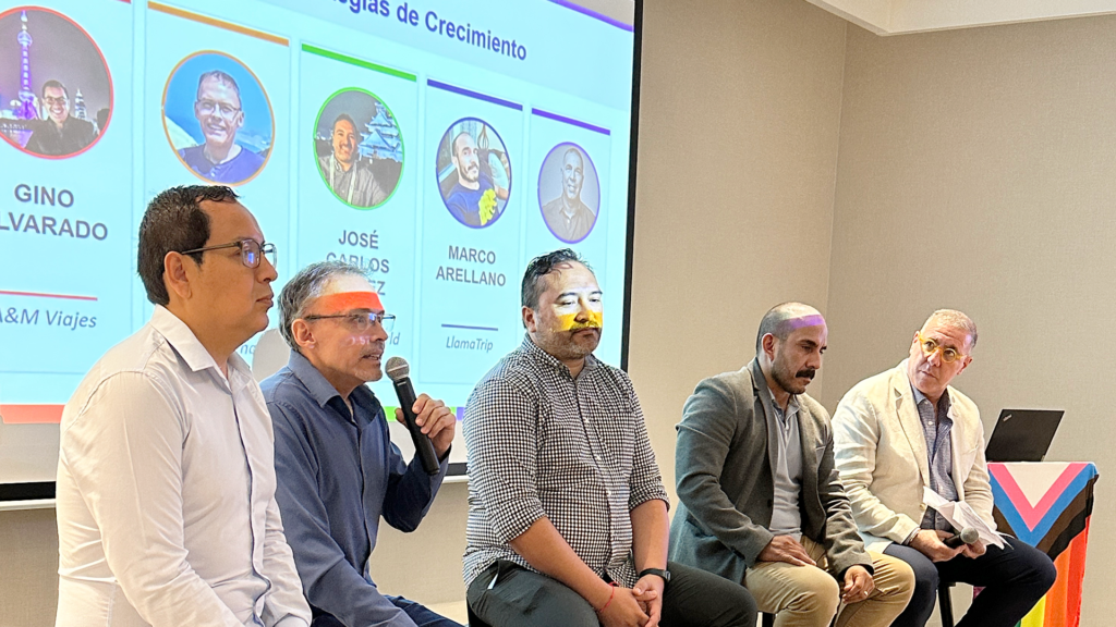 Panel de especialistas en el LGBTQ+ Business Travel Forum realizado en el hotel Aloft Miraflores sobre turismo LGBT+ y turismo inclusivo en Perú